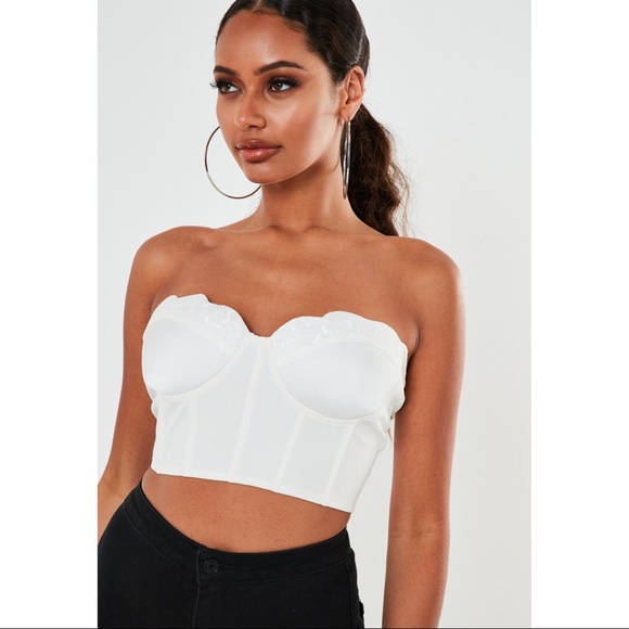 White satin lace cupped corset bodice - Picture 1 of 4